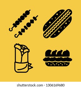 salad icon set with shawarma, kebab and sandwich vector illustration