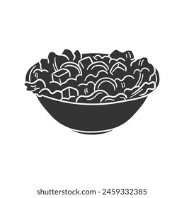 Salad Icon Silhouette Illustration. Food Vector Graphic Pictogram Symbol Clip Art. Doodle Sketch Black Sign.