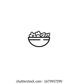 salad icon. simple, flat, black, outline.