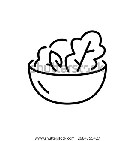 Salad icon. Simple outline style. Salad, bowl, poke, vegetarian, dish, diet, kitchen, nutrition, vegetable food, healthy meal concept. Thin line symbol. Isolated design