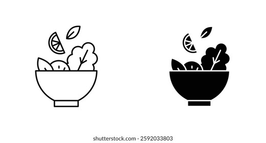 Salad icon symbol collection on white background.