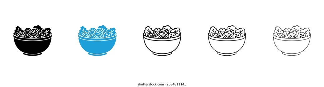 Salad icons collection vectors in black and blue