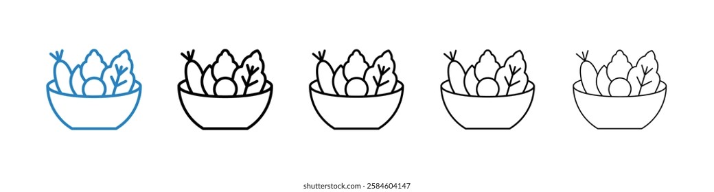 Salad icons in five different stroke sizes