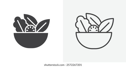 Salad icons. flat and line style set