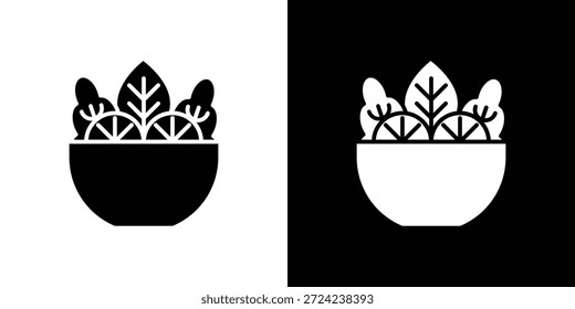 Ícones de salada conceito de vetor plano. Ilustrações em preto e branco