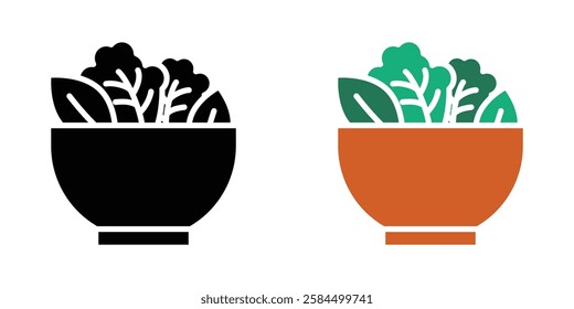 Salad icons pack in black and colored version