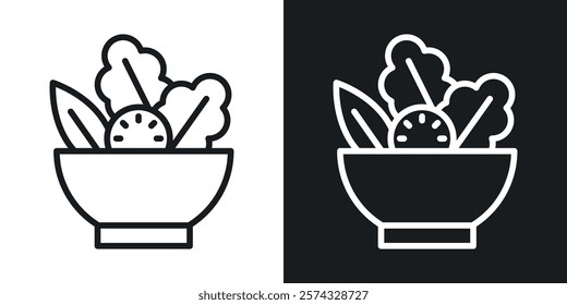 Salad icons in thin black and white stroke liner style