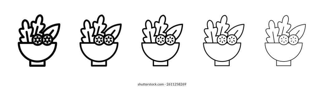 Salad icons vector set in different stroke line style