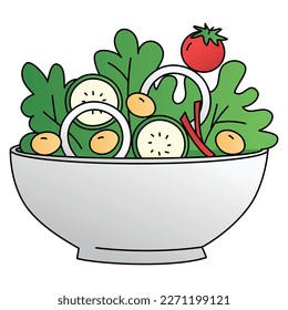 Elemento de diseño de ilustración de ensalada para sitio web, aplicaciones, icono, componente, impresión, documento, diseño de afiches.