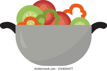 Ensalada, ilustración, vector sobre fondo blanco.