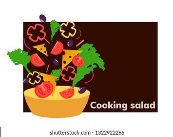 salad ingredients. fresh vegetables. Vector Illustration