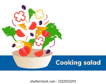 salad ingredients. fresh vegetables. Vector Illustration