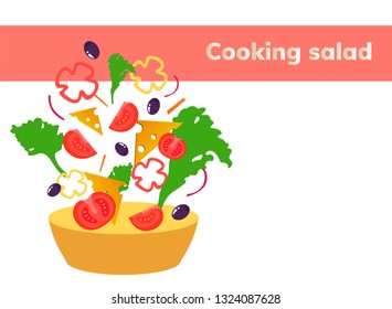 salad ingredients. fresh vegetables. Vector Illustration