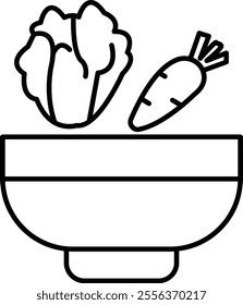 Salad Ingredients Vector Line Icon Design