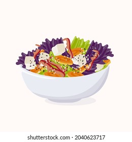 Ensalada aislada de fondo blanco. vector de ilustración