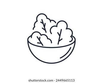 Salad Isolated Vector Line Icon Drawn with Thin Line for Banners, Infographics, Books. Editable stroke for different purpose