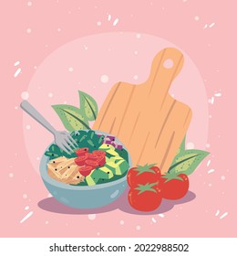 salad and kitchen board icons