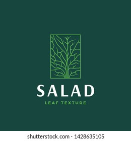 Salad Lettuce In a Frame Abstract Vector Sign, Symbol or Logo Template. Premium Vegetable or Green Food Emblem with Modern Typography. Isolated.