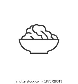 Salad Line, Icon. Simple Outline Style. Food, Organic, Vegan, Bowl, Fruit, Health, Vegetables, Plate, Restaurant Concept. Vector Illustration Isolated On White Background. EPS 10