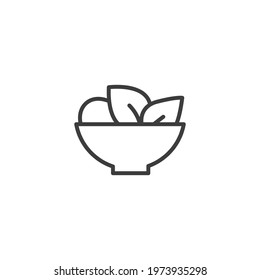 Salad line, icon. Simple outline style. Food, organic, vegan, bowl, fruit, health, vegetables, plate, restaurant concept. Vector illustration isolated on white background. EPS 10