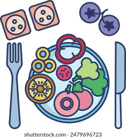 Salad linear color vector illustration