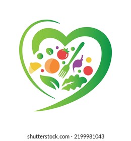 Vector de diseño de logotipo de amor de ensalada