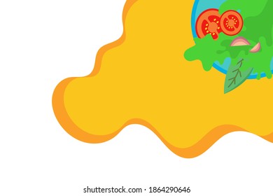 Una ensalada con verduras completas, perfecta para el fondo. ilustración vectorial, estilo de diseño plano