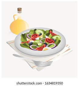 salad meal vegetarian editable vector