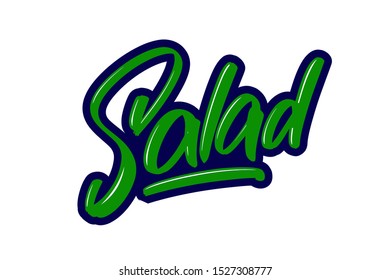 Salad modern brush lettering text. Vector illustration logo for print and advertising