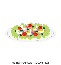 Salad nicoise. French cuisine, food, dish. Vector illustration isolated on white background