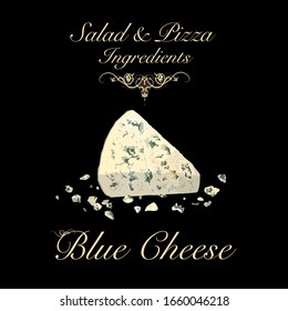 Salad and pizza ingredients - blue cheese. Vector Illustration