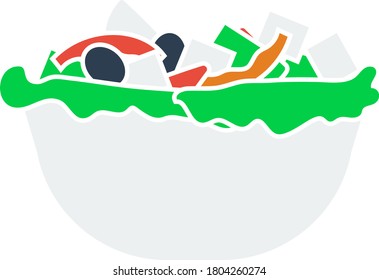 Salad In Plate Icon. Flat Color Design. Vector Illustration.