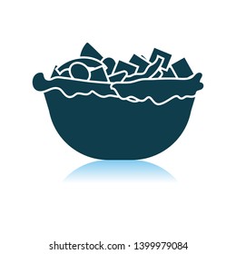 Icono De Ensalada En Placa. Diseño de reflexión de sombra. Ilustración vectorial.