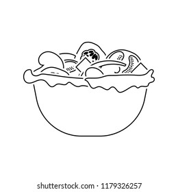 Salad in plate icon. Thin line design. Vector illustration.