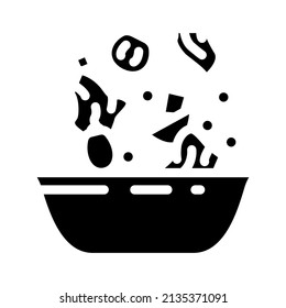salad prepared from tomato ingredient glyph icon vector. salad prepared from tomato ingredient sign. isolated contour symbol black illustration