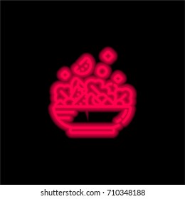 Salad red glowing neon ui ux icon. Glowing sign logo vector