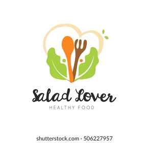 Plantilla de logo para ensalada y restaurante.