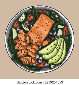 Ensalada con salmón y aguacate