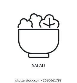 Ícones de vetor de linha fina de salada.