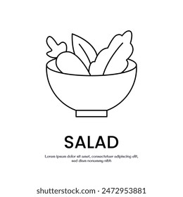diseño de Vector de ícono de contorno delgado de ensalada bueno para Web o App móvil