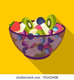 Salad from various kinds of fruit. Fruit single icon in flat style vector symbol stock illustration web.