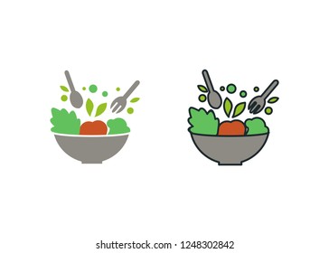 Salad Vector Designs Collection - healthy vegetables food and bowl 