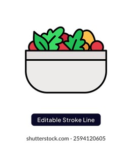 Salad Vector for Healthy Eating Fans. Fresh vegetable salad illustration, organic food concept, nutritious meal option. Glyph icon