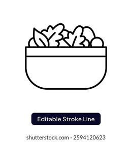 Salad Vector for Healthy Eating Fans. Fresh vegetable salad illustration, organic food concept, nutritious meal option. Outline icon