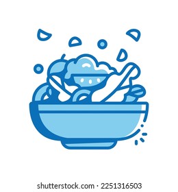 Salad vector icon blue outline style.Can be use for wedding invitation, card design and background design