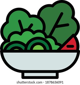 Icono de vector de ensalada en estilo de línea relleno