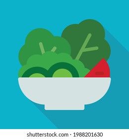 Salad Vector Icon in Flat Style. A salad is a healthy organic food consisting of vegetables for the diet or vegetarian. Vector illustration icon can be used for an app, website, or a logo.