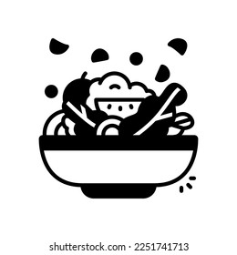 Icono de vector de ensalada estilo de icono de glifo. Puede utilizarse para invitaciones de boda, diseños de tarjetas y diseño de fondo