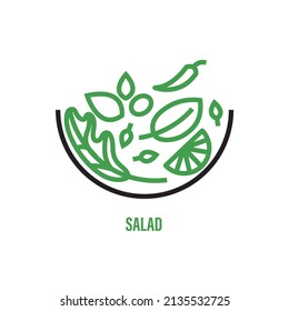 Salad Vector Icon. healthy and vegan diet. editable vector.
