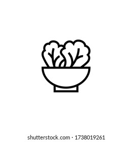 Icono de vector de ensalada en lineal, icono de contorno aislado en fondo blanco